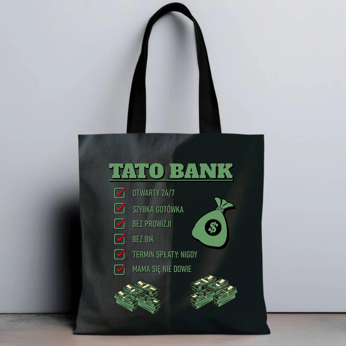 Personalizowana eco torba z nadrukiem dla taty - czarna - prezent dla taty, Dzień Ojca, Święta, Urodziny