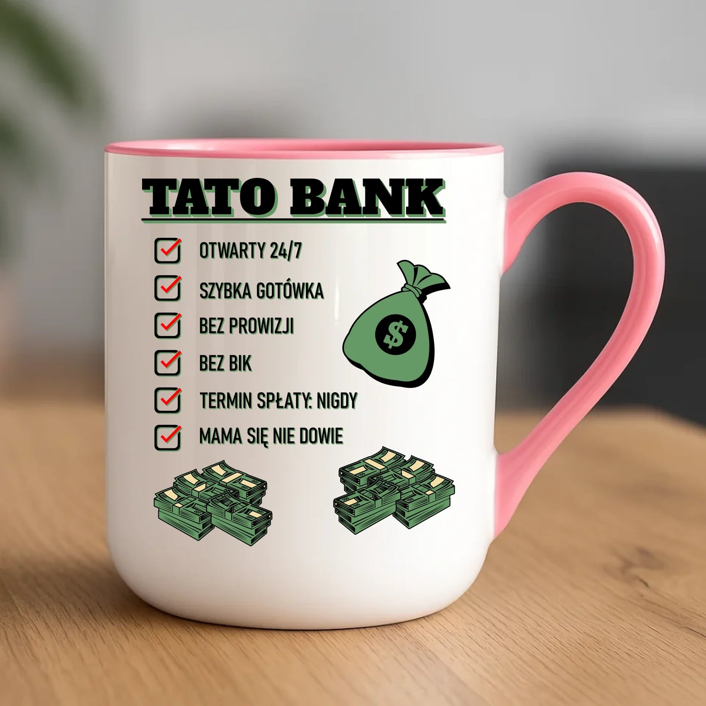 Personalizowany kubek dla taty upominek na Dzień Ojca - różowy