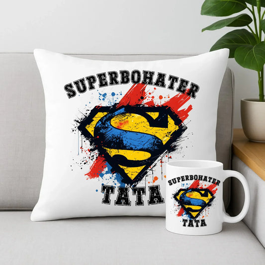 Superheroes my dad | Zestaw poduszka i kubek dla taty DT29 - StoryCups.pl