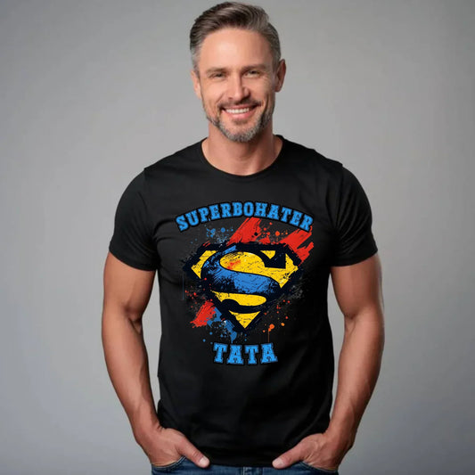 Superbohater tata | Koszulka męska czarna dla taty DT29 - StoryCups.pl