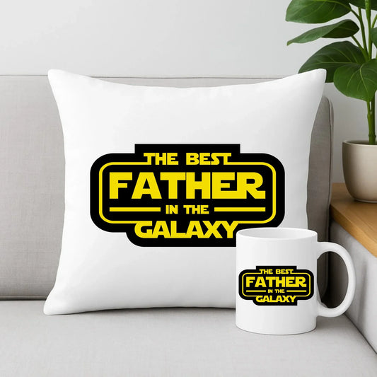 The best father in the galaxy | Zestaw poduszka i kubek dla taty DT30 - StoryCups.pl