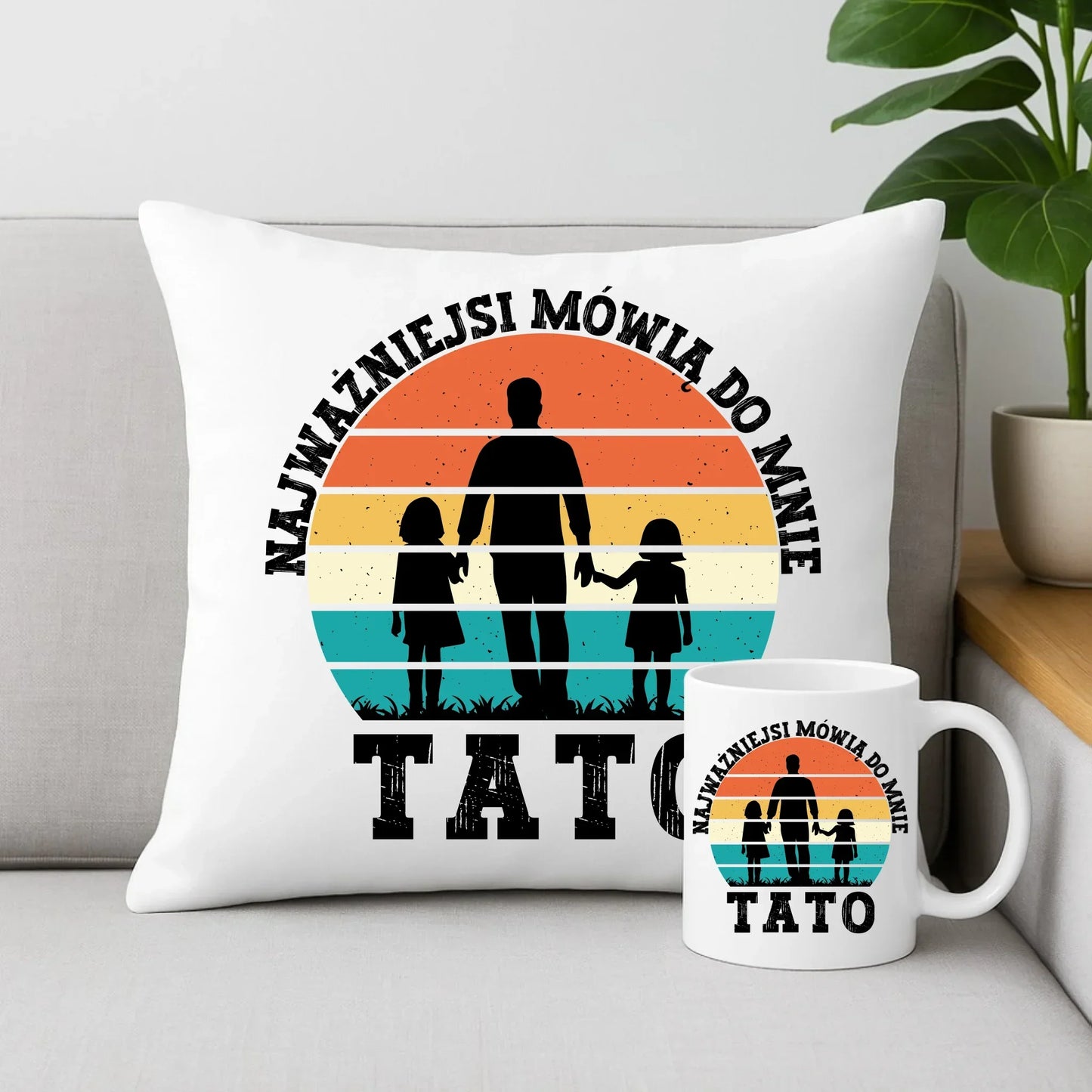Najważniejsi mówią do mnie tato | Zestaw poduszka i kubek dla taty DT31 - StoryCups.pl