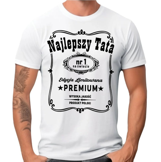 Najlepszy tata na świecie | Biała koszulka z nadrukiem dla taty DT32 - StoryCups.pl