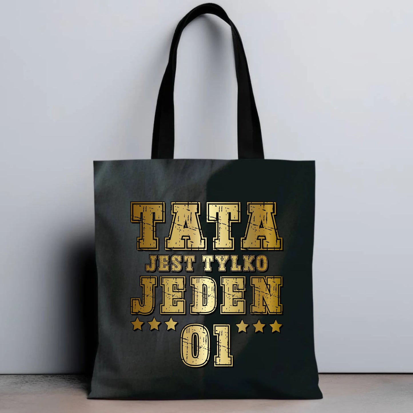 Personalizowana eco torba z nadrukiem dla taty - czarna - prezent dla taty, Dzień Ojca, Święta, Urodziny