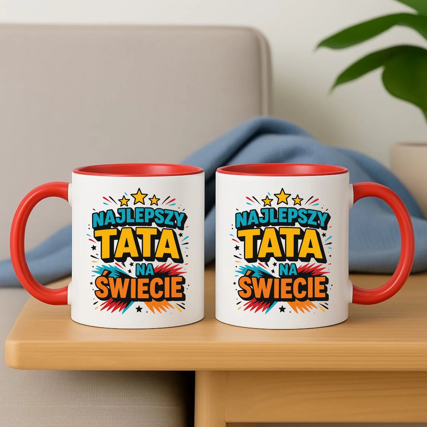 Personalizowany czerwony kubek dla taty na prezent Dzień Ojca Święta Urodziny