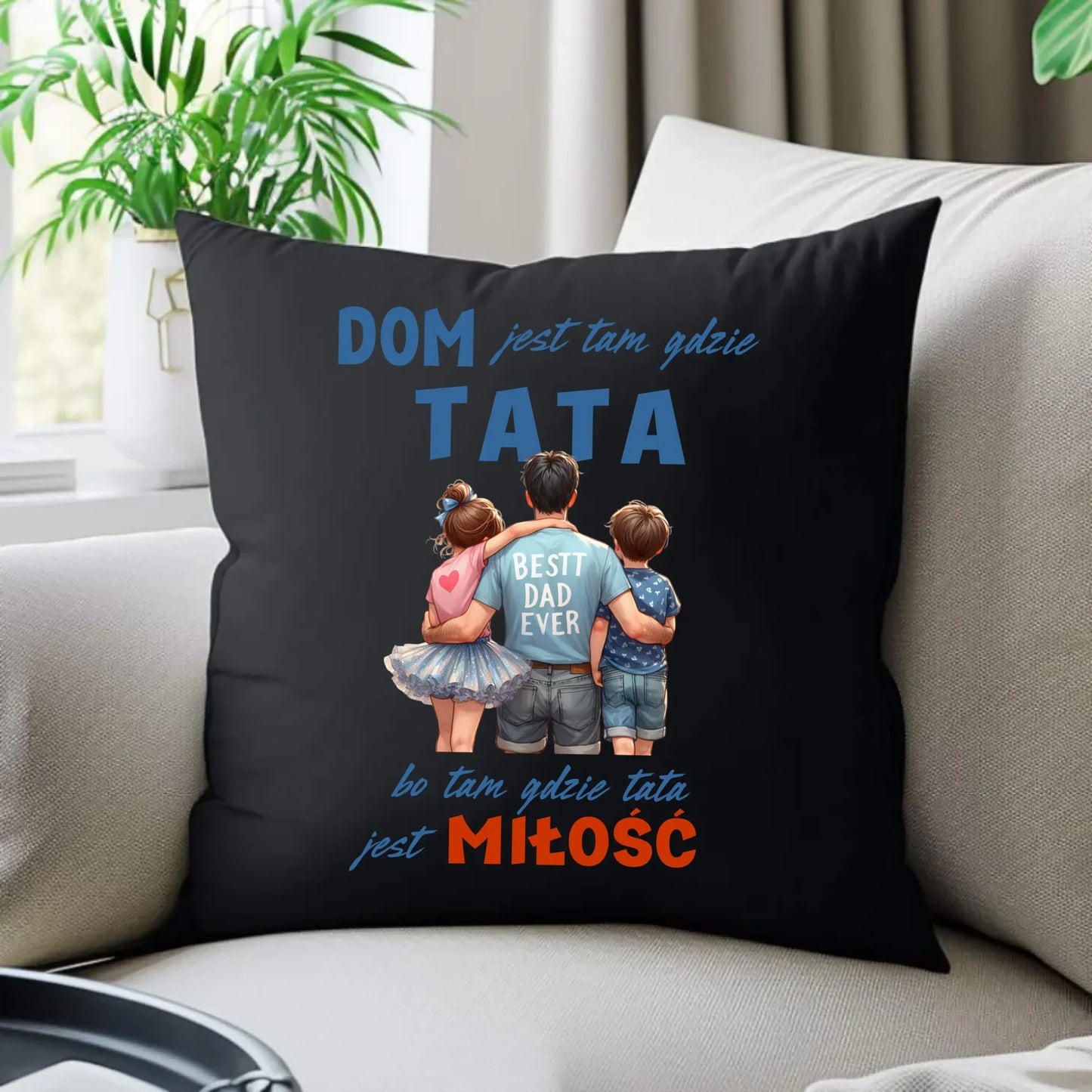 Dom jest tam gdzie tata | Poduszka dekoracyjna dla taty DT37 - StoryCups.pl