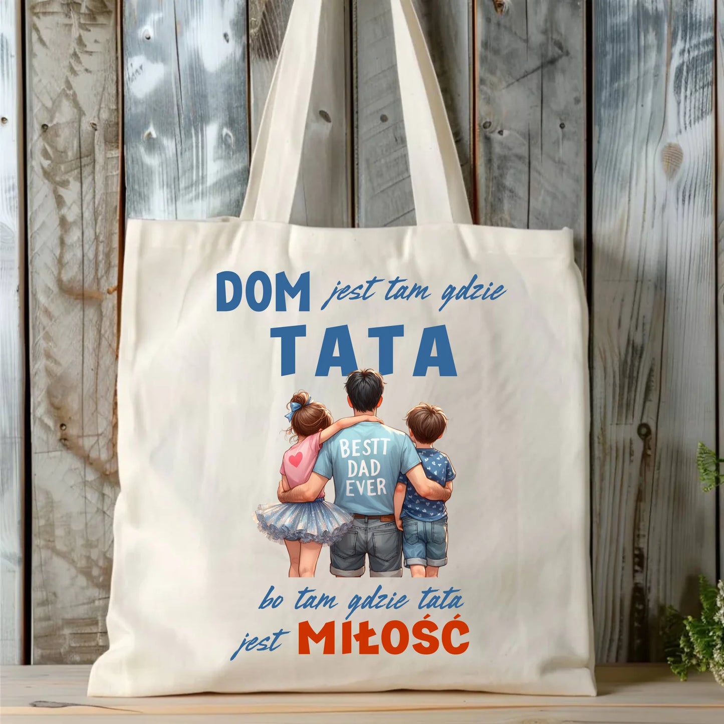 Personalizowana eco torba z nadrukiem dla taty - naturalna - prezent dla taty, Dzień Ojca, Święta, Urodziny