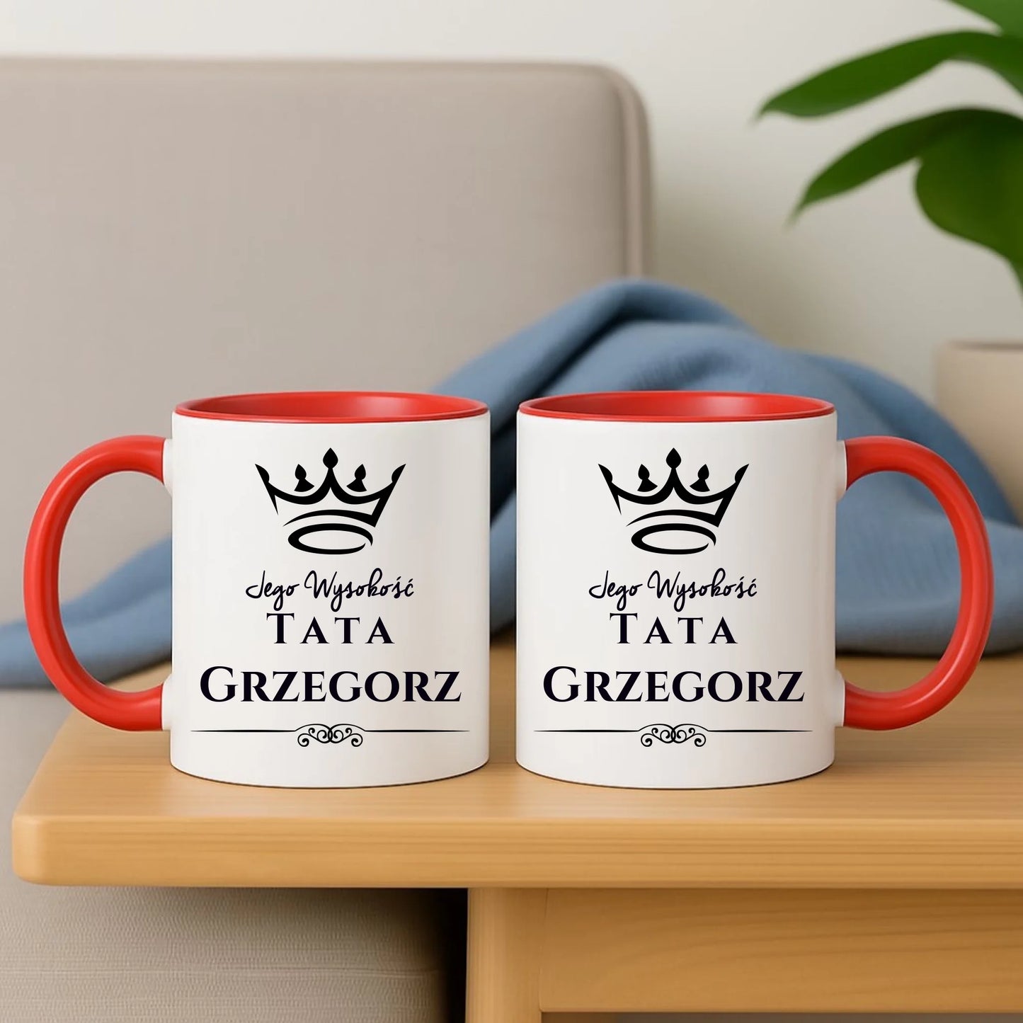 Personalizowany czerwony kubek dla taty na prezent Dzień Ojca Święta Urodziny