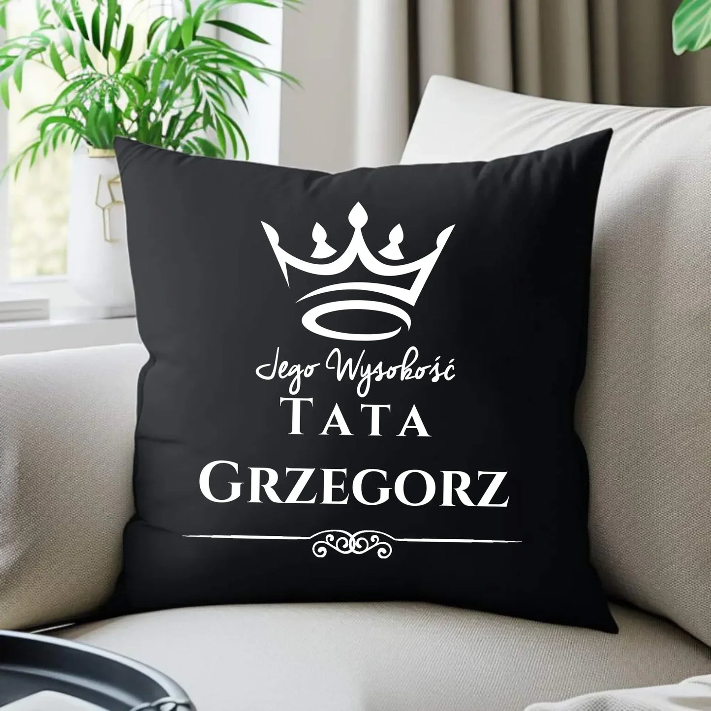 Jego Wysokość Tata | Personalizowana poduszka dekoracyjna dla taty DT11 - StoryCups.pl