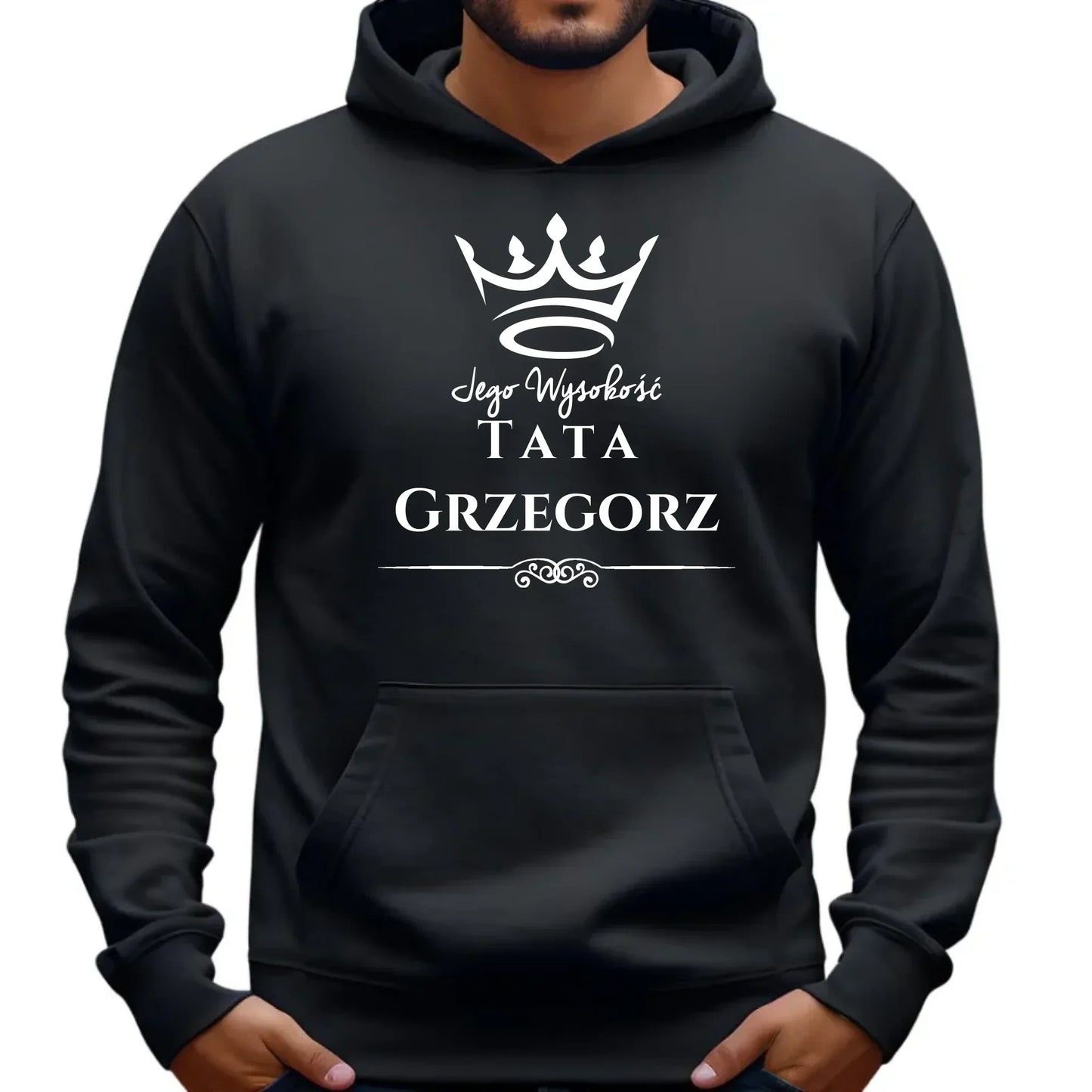 Jego Wysokość tata imię | Bluza męska z kapturem dla taty DT11 - StoryCups.pl