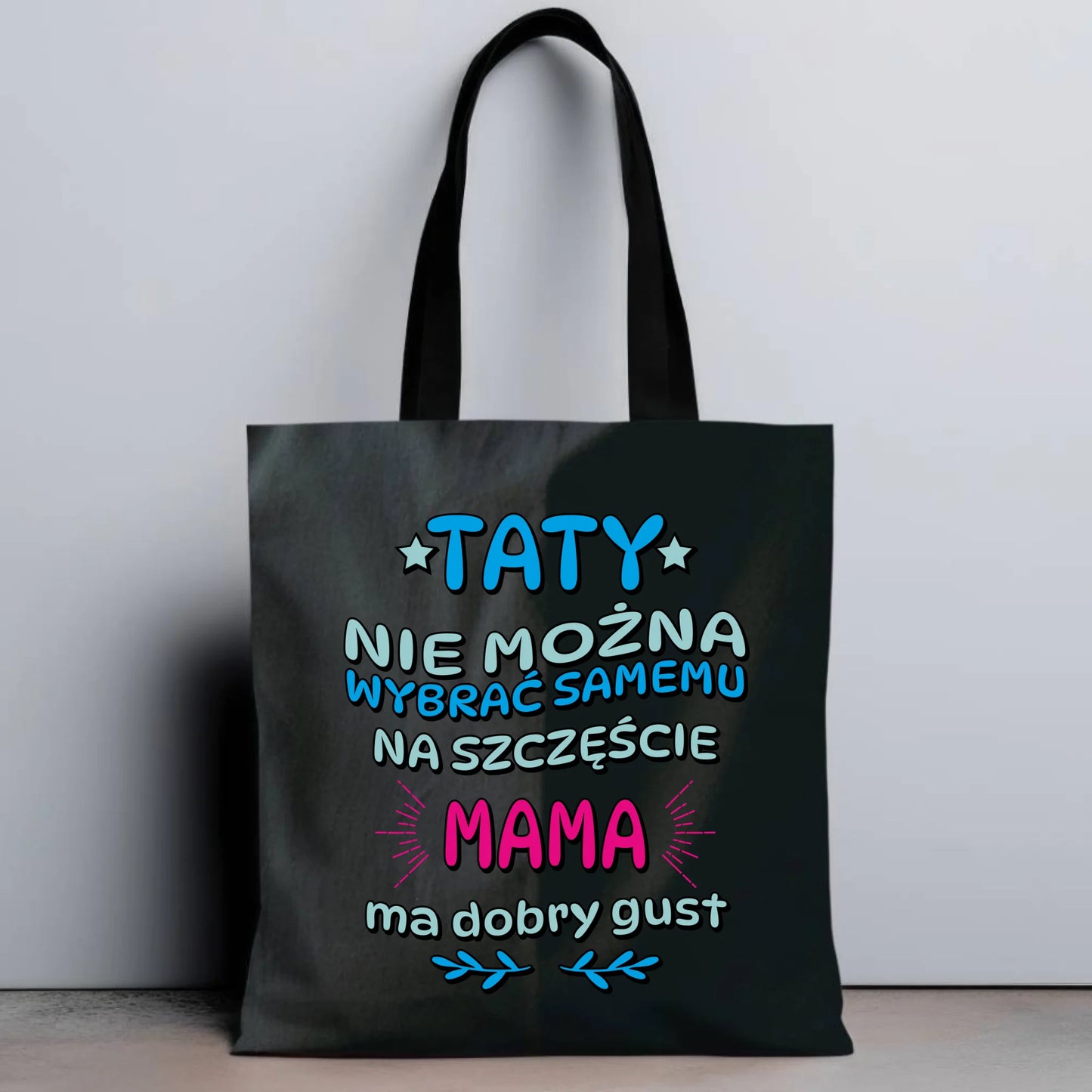 Personalizowana eco torba z nadrukiem dla taty - czarna - prezent dla taty, Dzień Ojca, Święta, Urodziny