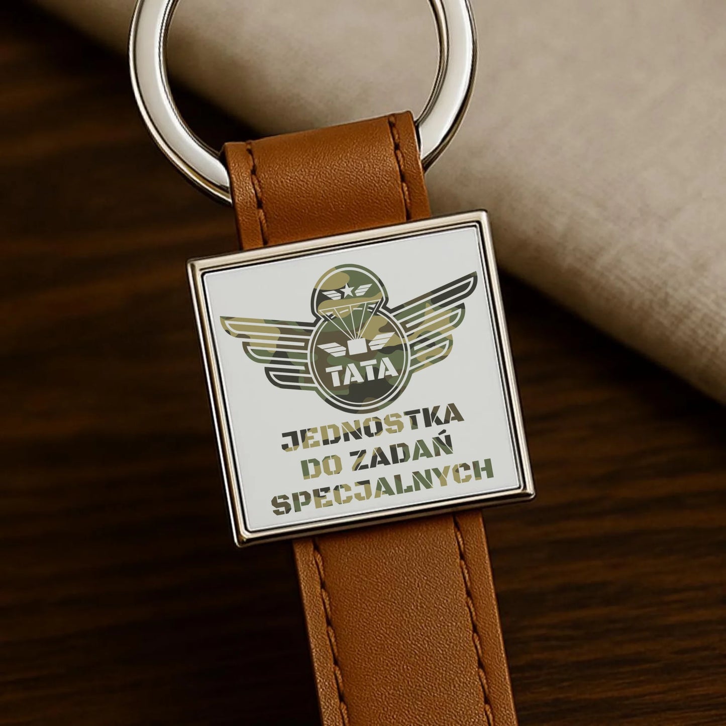 Brelok skórzany z nadrukiem prezent dla taty Dzień Ojca