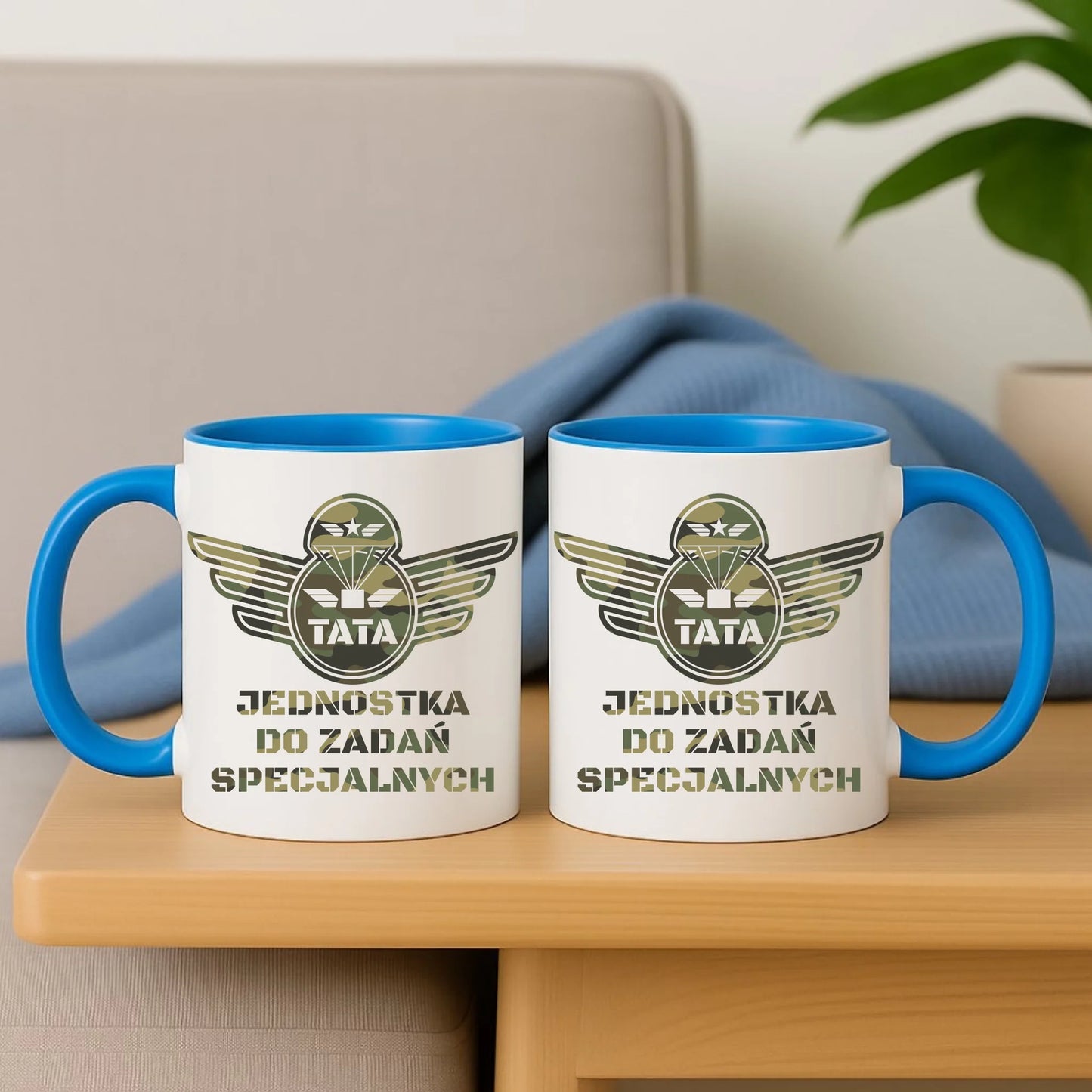 Niebieski kubek z nadrukiem dla taty personalizacja prezent Dzień Ojca urodziny