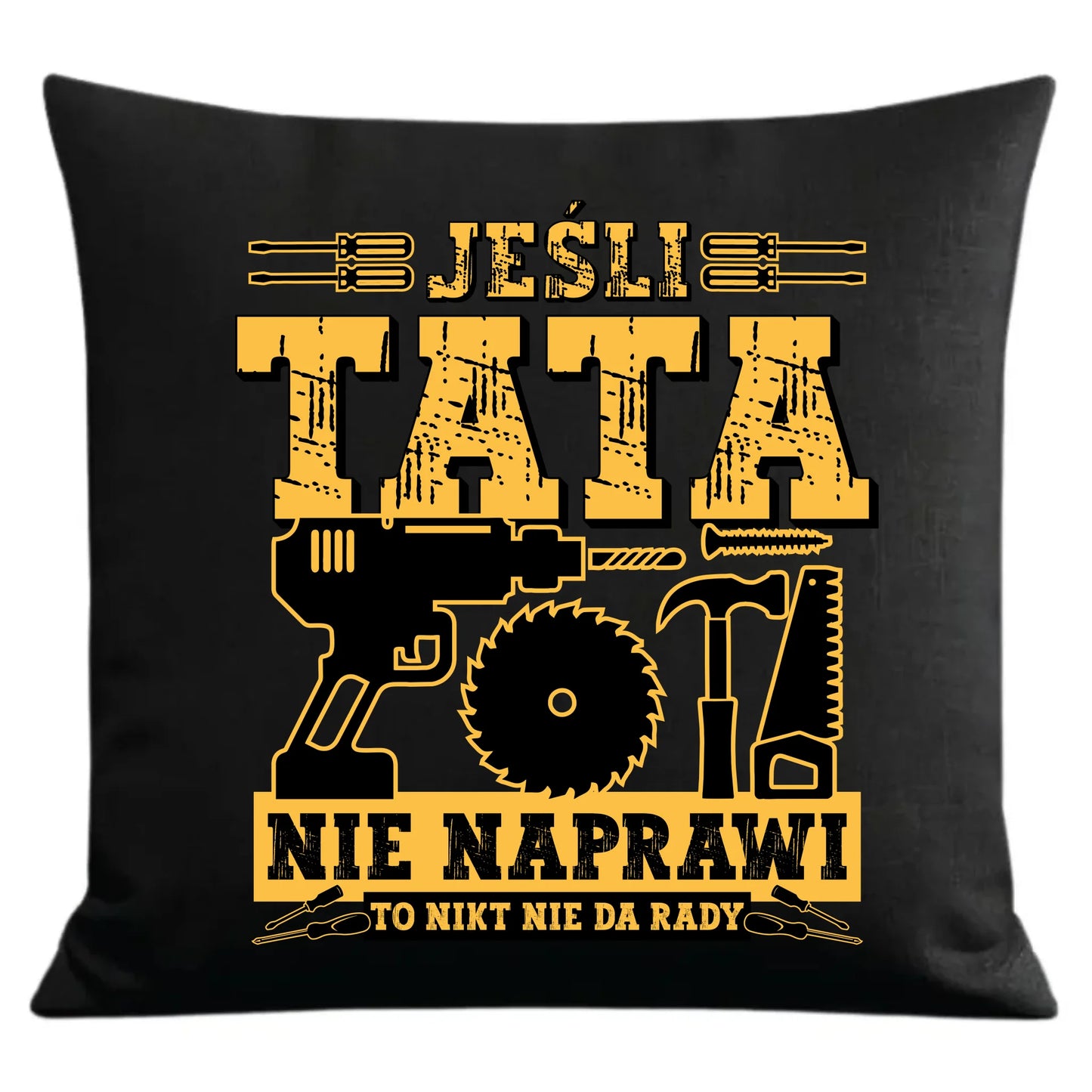 Prezent dla taty czarna poduszka dekoracyjna z nadrukiem