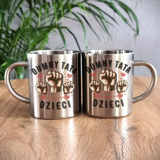 Dumny tata kochających dzieci | Metalowy kubek dla taty DT44 - StoryCups.pl