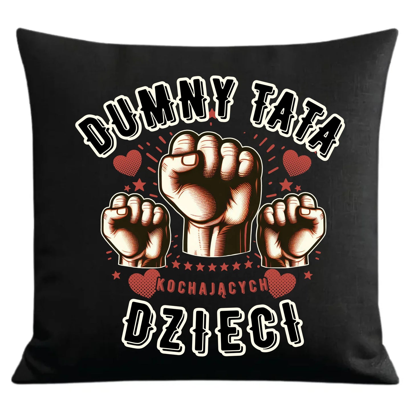 Prezent dla taty czarna poduszka dekoracyjna z nadrukiem