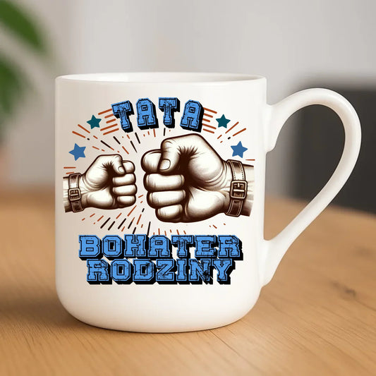 Tata bohater rodziny | Kubek elegant z nadrukiem dla taty DT45 - StoryCups.pl