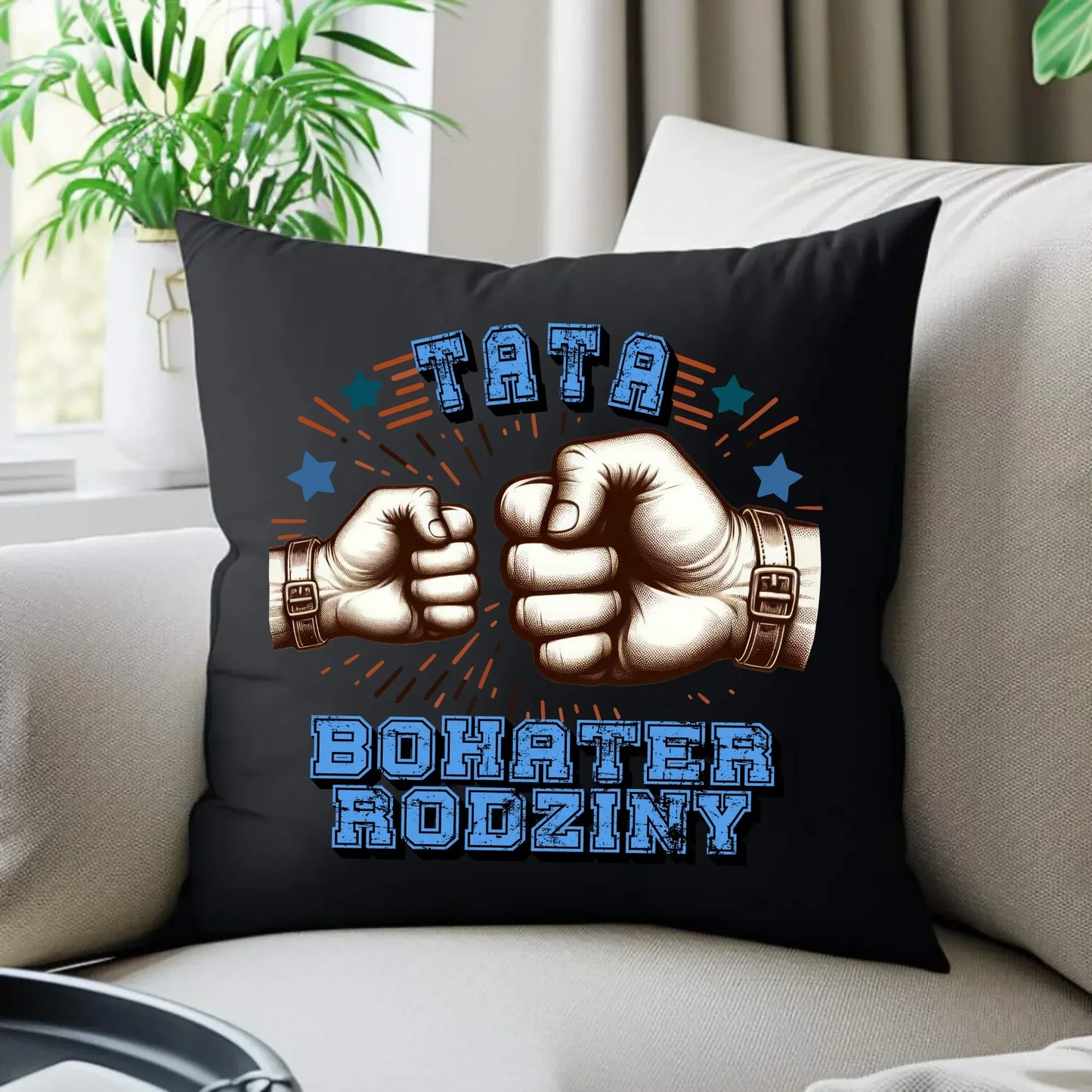 Tata bohater rodziny | Poduszka dekoracyjna dla taty DT45 - StoryCups.pl