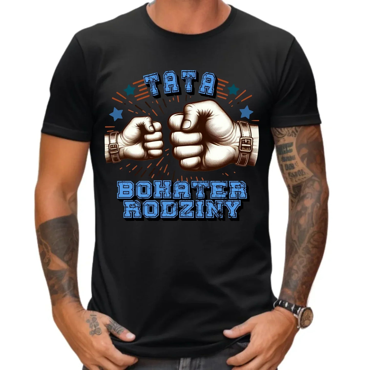 Tata bohater rodziny | Koszulka męska dla taty DT45 - StoryCups.pl