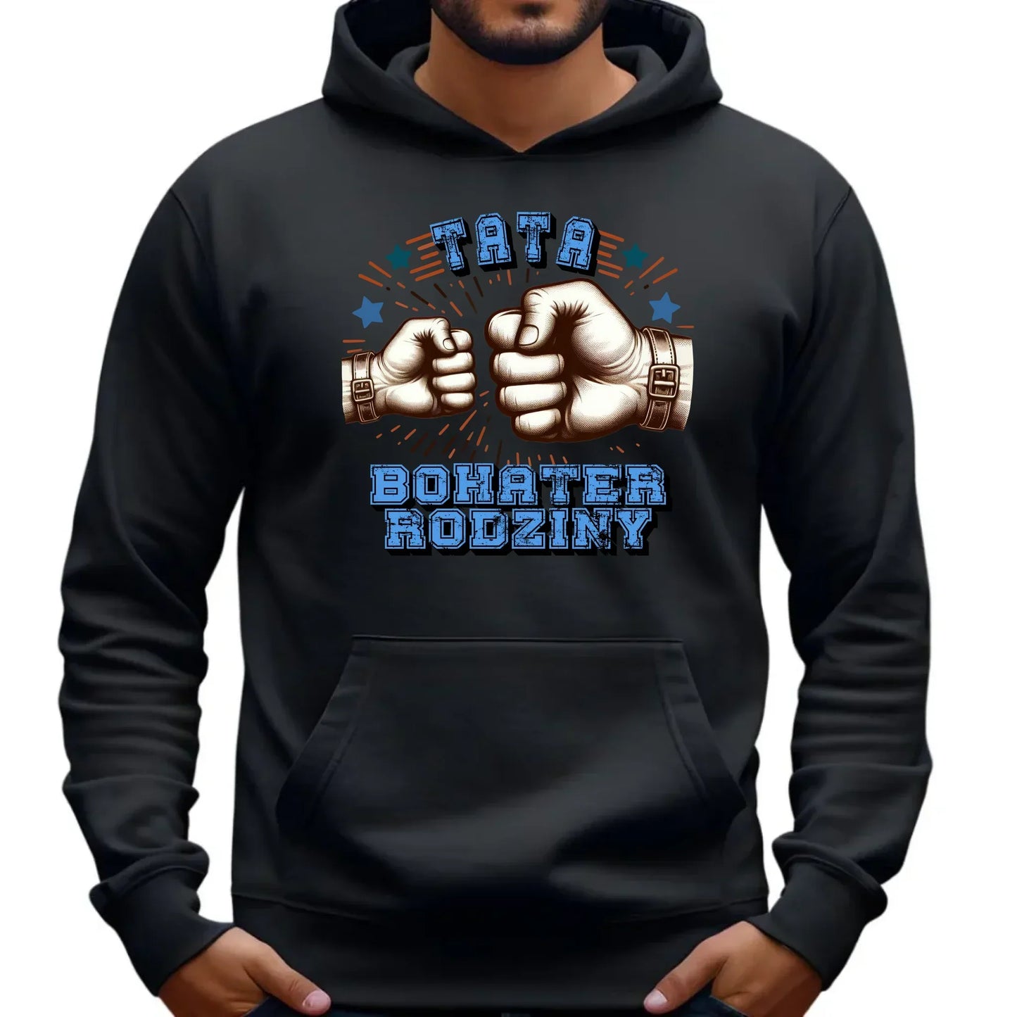 Tata bohater rodziny | Bluza męska z kapturem dla taty DT45 - StoryCups.pl