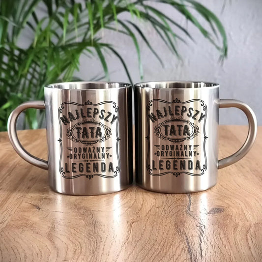 Najlepszy tata legenda | Kubek metalowy prezent dla taty DT47 - StoryCups.pl