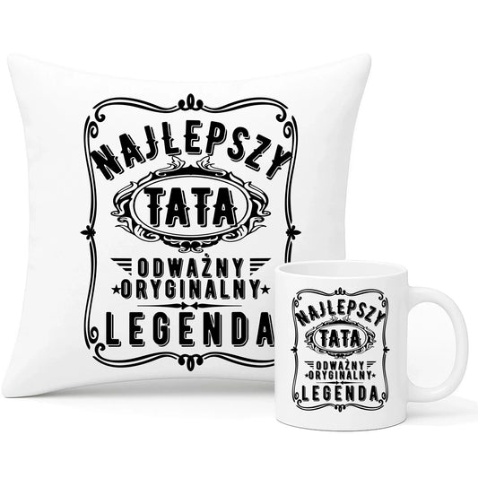 Najlepszy tata legenda | Zestaw poduszka i kubek dla taty DT47 - StoryCups.pl