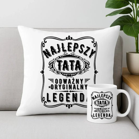 Najlepszy tata legenda | Zestaw poduszka i kubek dla taty DT47 - StoryCups.pl