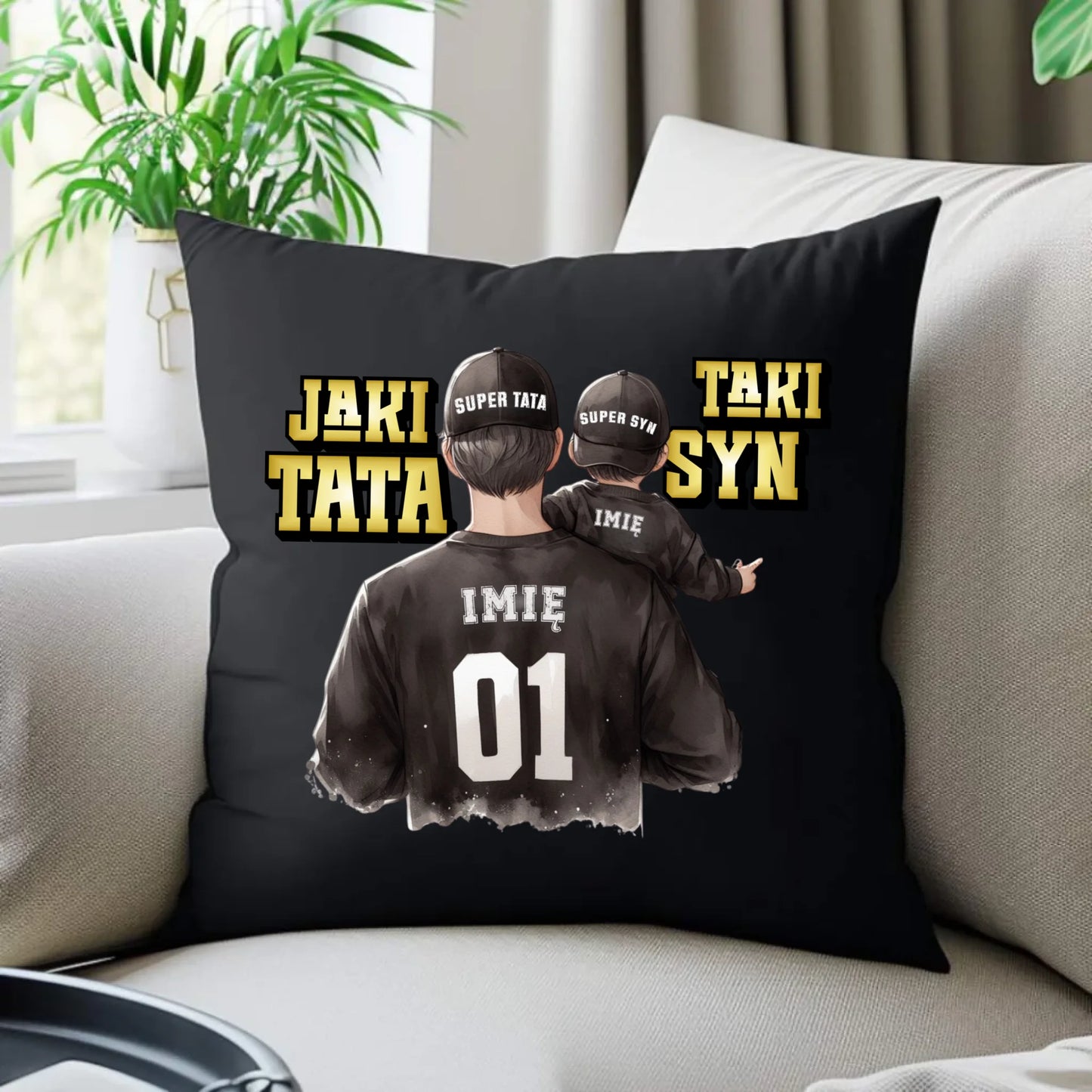 Jaki tata taki syn | Personalizowana poduszka dekoracyjna dla taty DT48 - StoryCups.pl