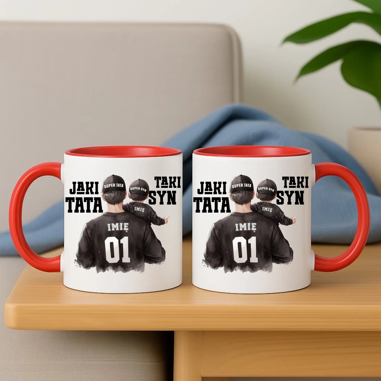 Personalizowany czerwony kubek dla taty na prezent Dzień Ojca Święta Urodziny