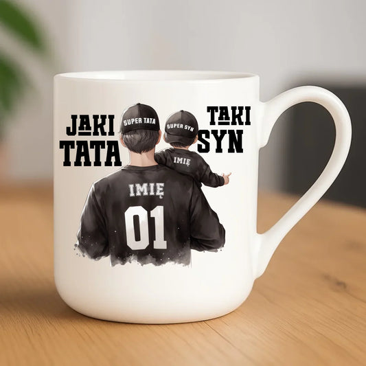 Jaki tata taki syn | Kubek elegant z imionami dla taty DT48 - StoryCups.pl