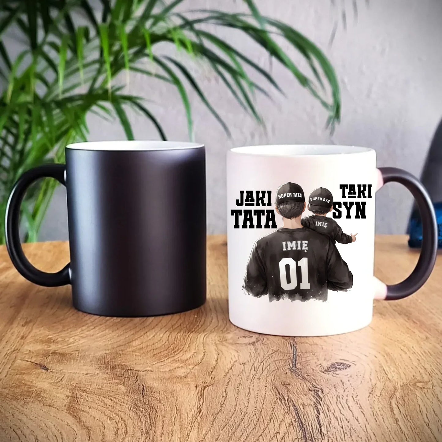 Jaki tata taki syn | Kubek magiczny z imionami dla taty DT48 - StoryCups.pl