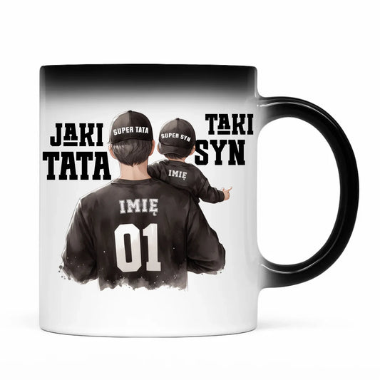 Jaki tata taki syn | Kubek magiczny z imionami dla taty DT48 - StoryCups.pl
