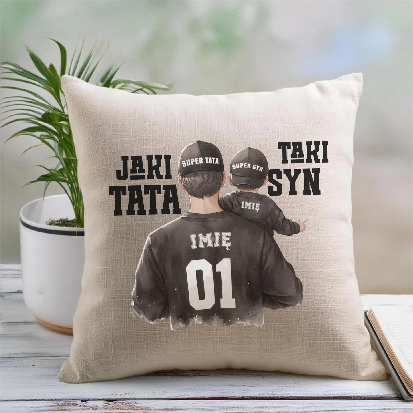 Jaki tata taki syn | Poduszka z imionami dla taty DT48 - StoryCups.pl