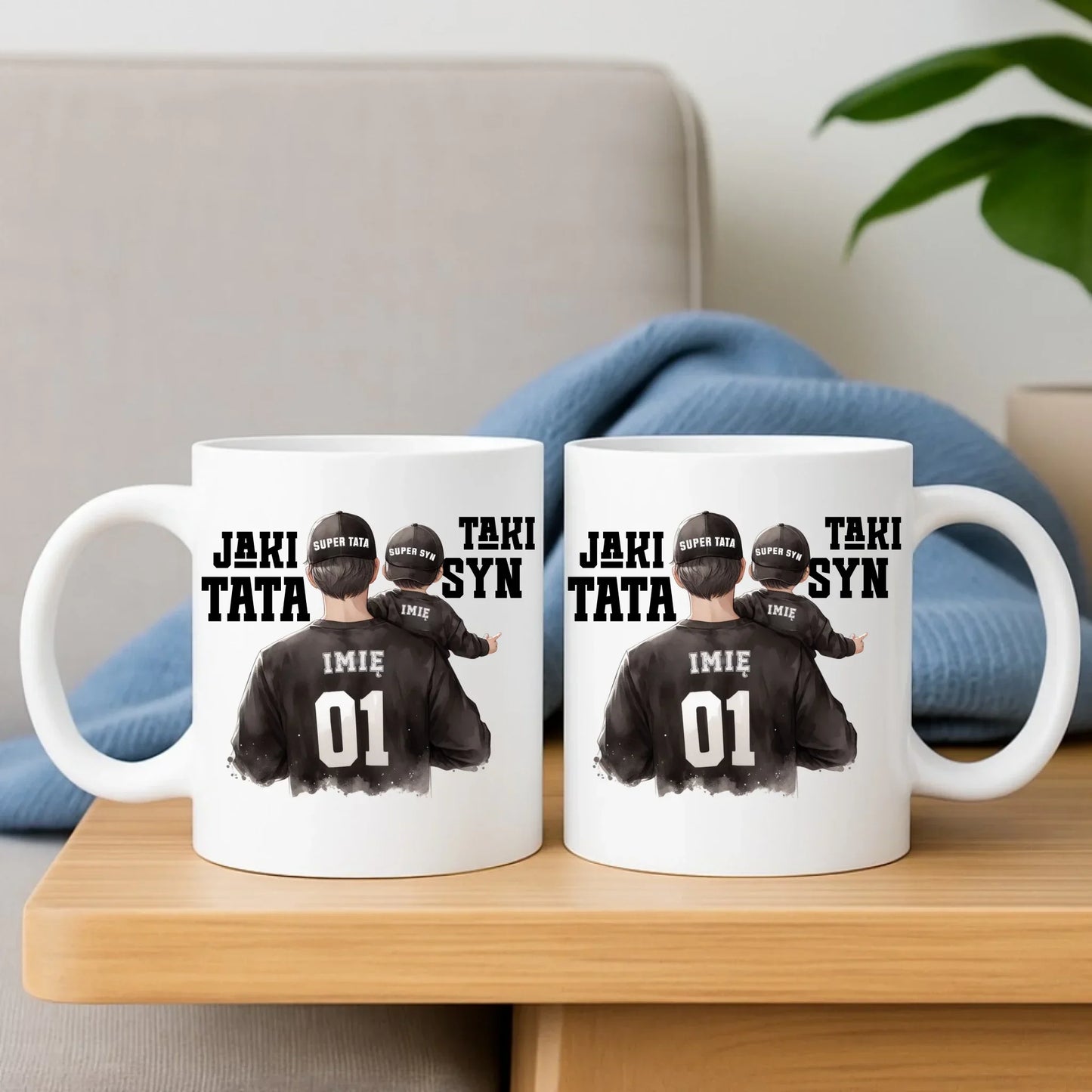 Jaki tata taki syn | Zestaw poduszka i kubek dla taty DT48 - StoryCups.pl