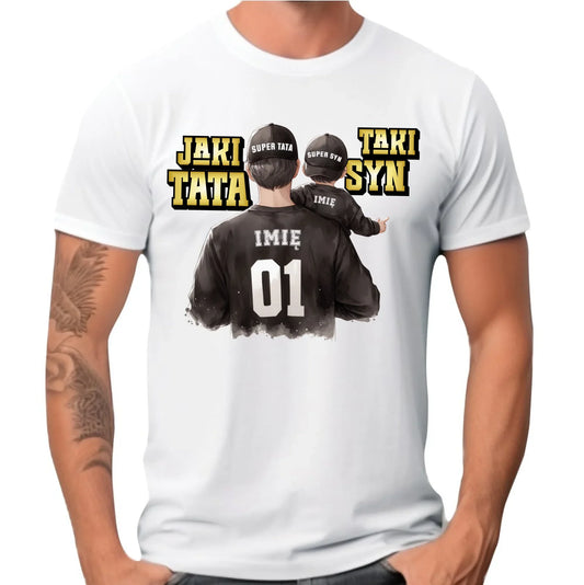 Jaki tata taki syn | Koszulka męska z imionami dla taty DT48 - StoryCups.pl