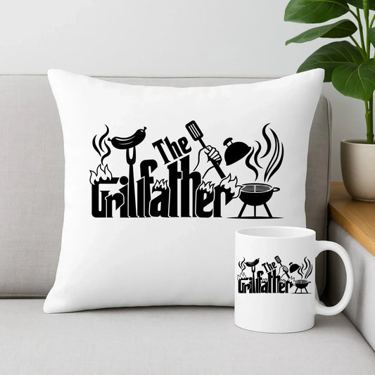 The Grillfather | Zestaw poduszka i kubek dla taty DT49 - StoryCups.pl