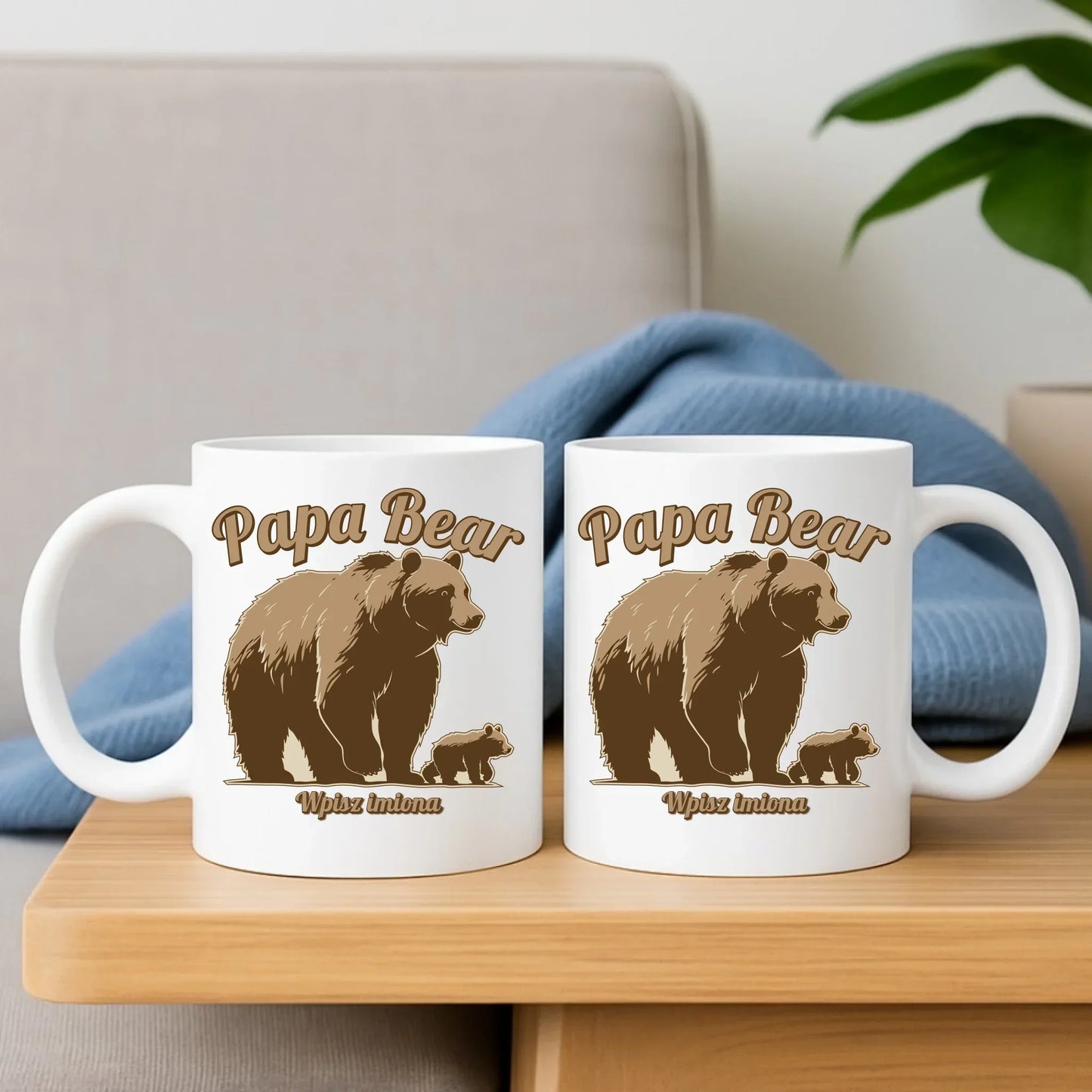 Papa Bear imiona | Zestaw poduszka i kubek dla taty DT50 - StoryCups.pl