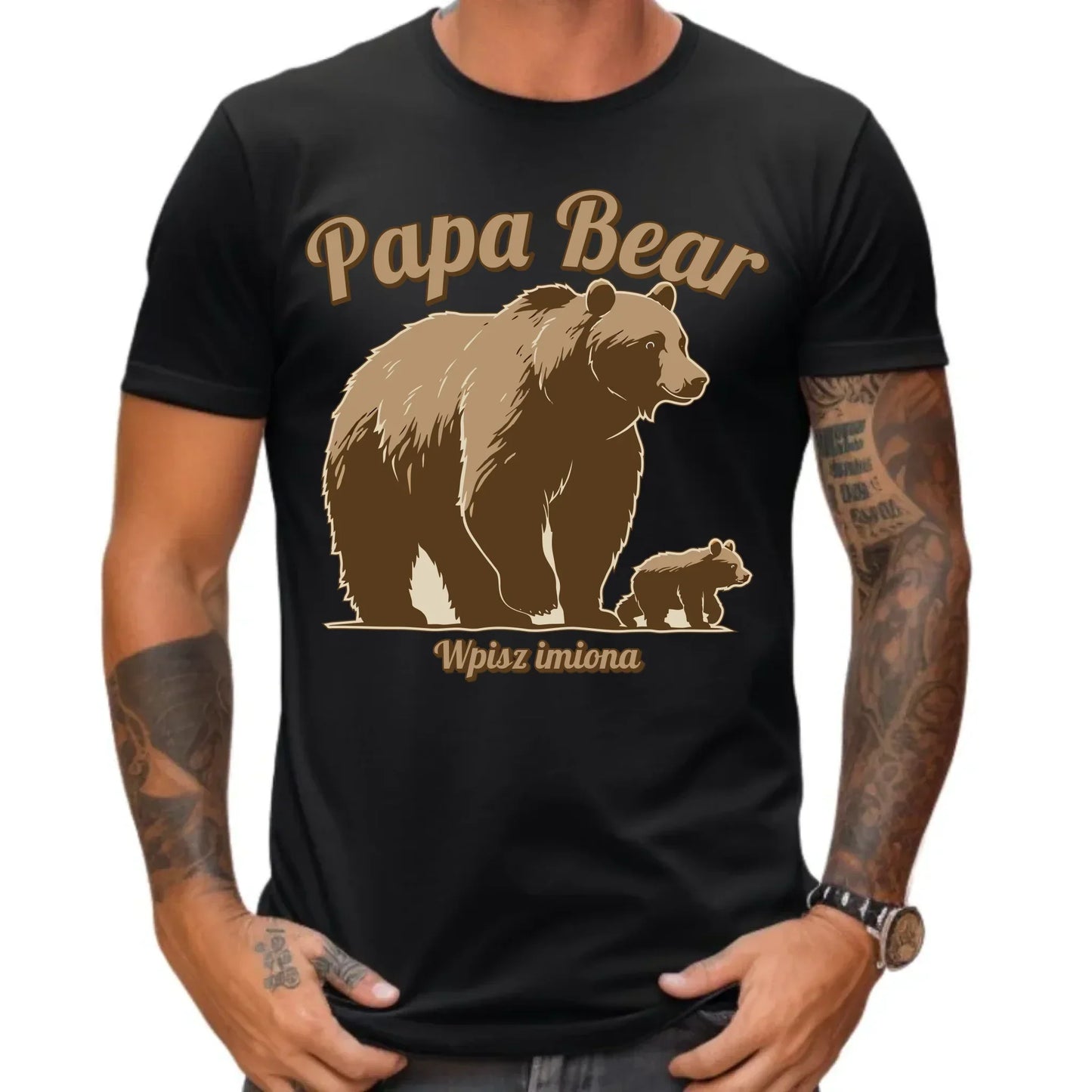 Papa Bear imiona | Koszulka męska z nadrukiem dla taty DT50 - StoryCups.pl