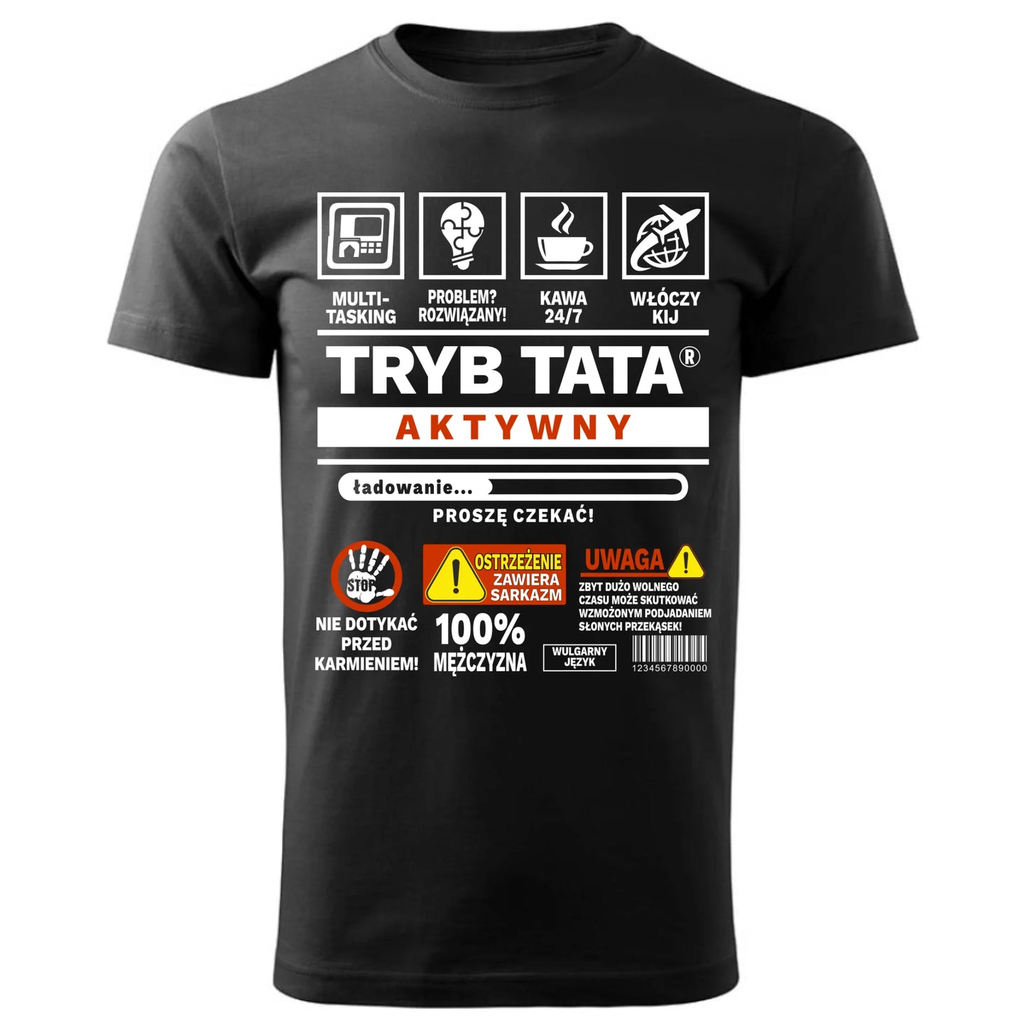 Prezent dla taty czarna koszulka z nadrukiem DZIEŃ OJCA TATA