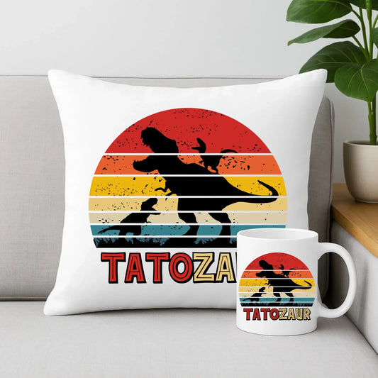Tatozaur | Zestaw poduszka i kubek dla taty DT52 - StoryCups.pl