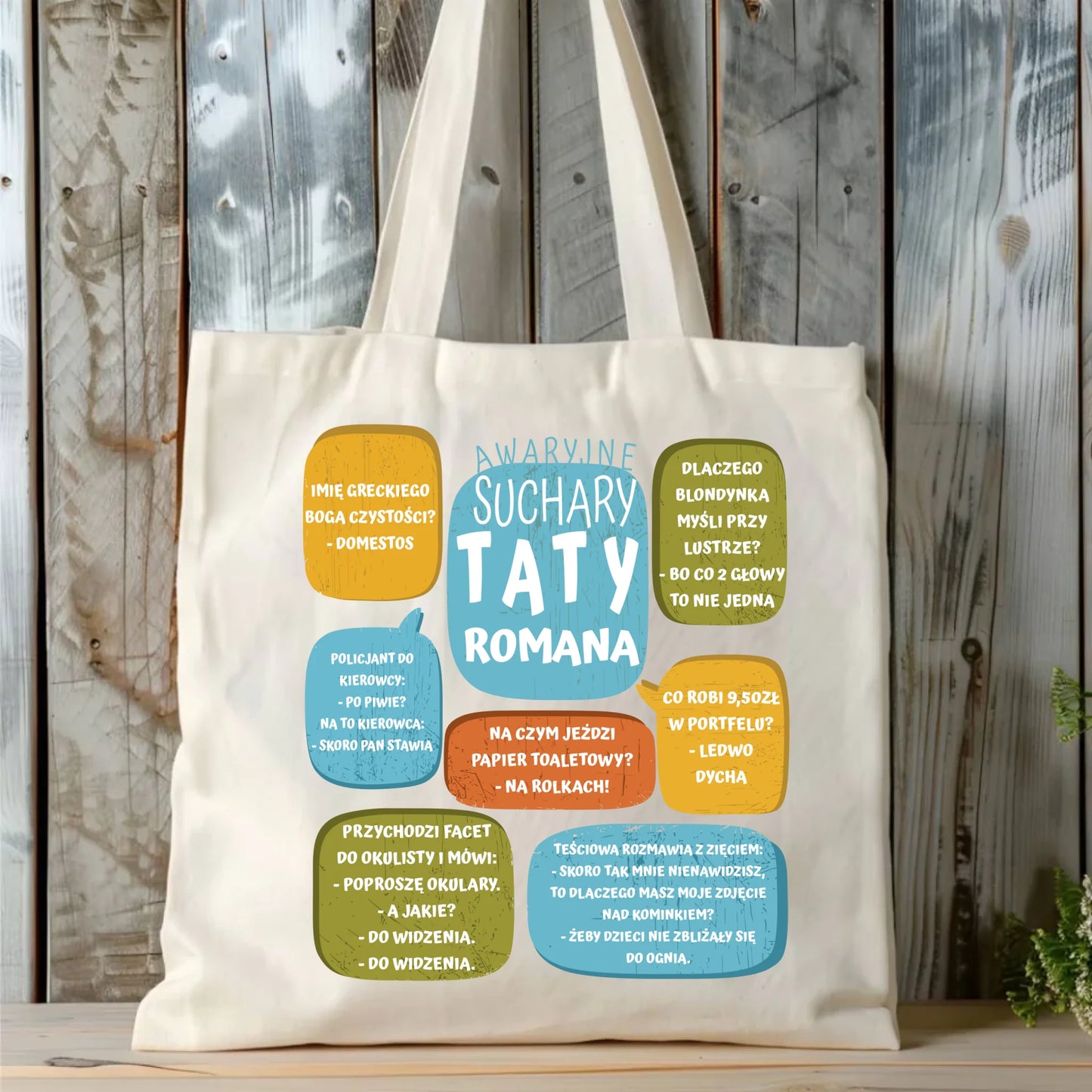 Personalizowana eco torba z nadrukiem dla taty - naturalna - prezent dla taty, Dzień Ojca, Święta, Urodziny