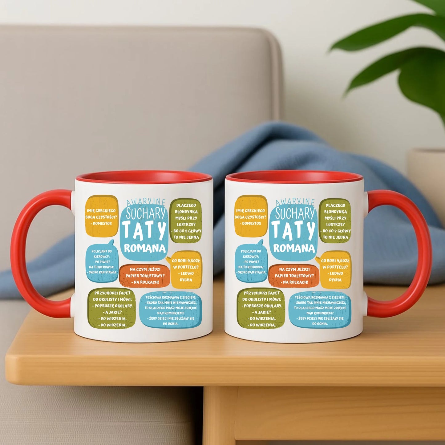 Personalizowany czerwony kubek dla taty na prezent Dzień Ojca Święta Urodziny