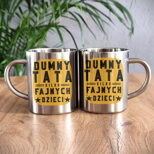 Dumny tata kilku fajnych dzieci | Metalowy kubek dla taty DT60 - StoryCups.pl