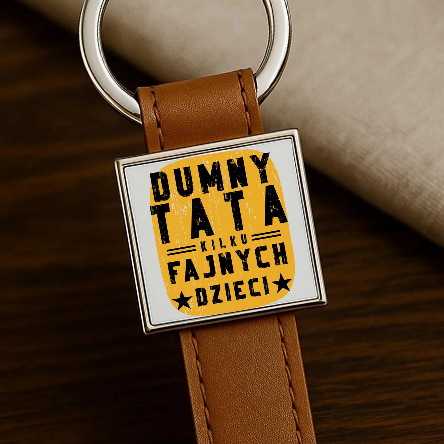 Brelok skórzany z nadrukiem prezent dla taty Dzień Ojca