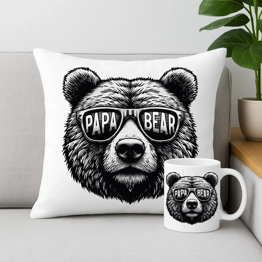 Papa bear | Zestaw poduszka i kubek dla taty DT62 - StoryCups.pl