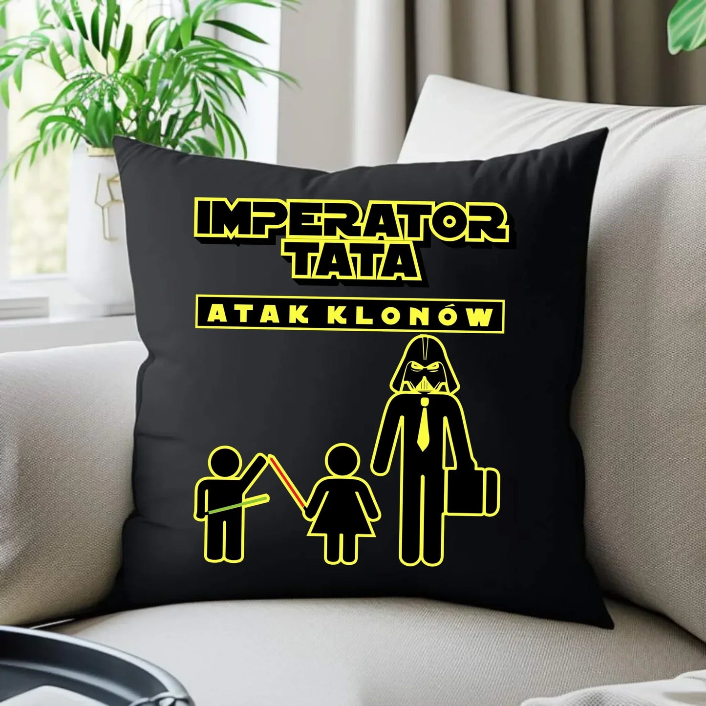 Imperator tata atak klonów | Poduszka dekoracyjna prezent dla taty bliźniaków DT63 - StoryCups.pl
