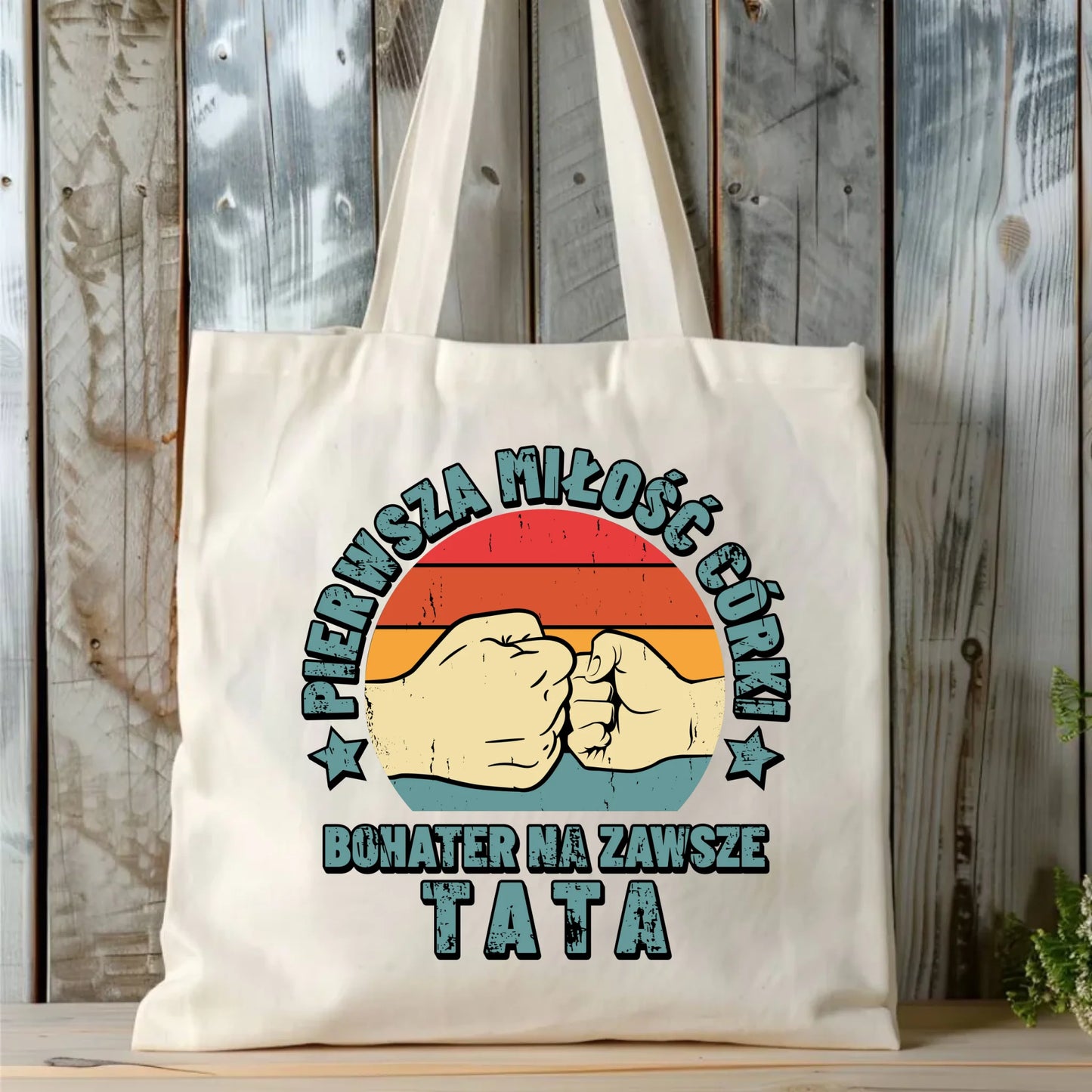 Personalizowana eco torba z nadrukiem dla taty - naturalna - prezent dla taty, Dzień Ojca, Święta, Urodziny