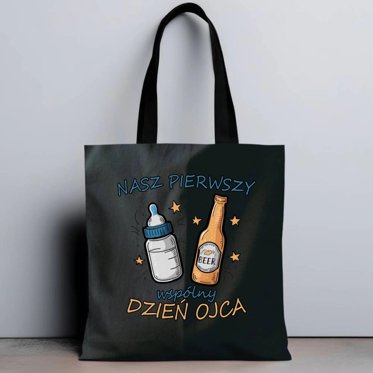 Personalizowana eco torba z nadrukiem dla taty - czarna - prezent dla taty, Dzień Ojca, Święta, Urodziny