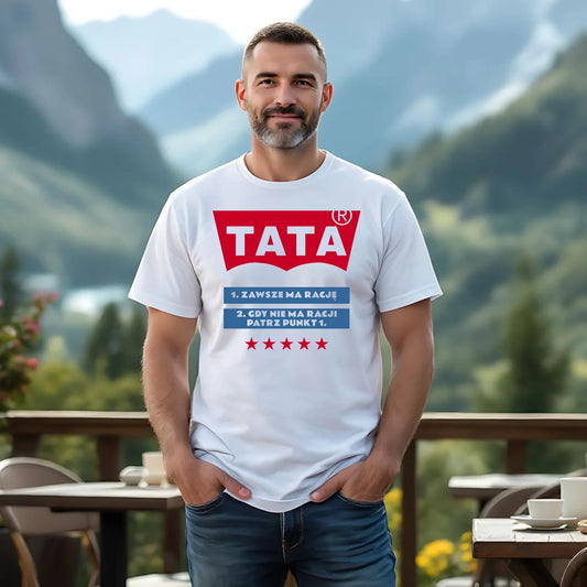 Tata zawsze ma rację | Koszulka męska dla taty DT72 - StoryCups.pl