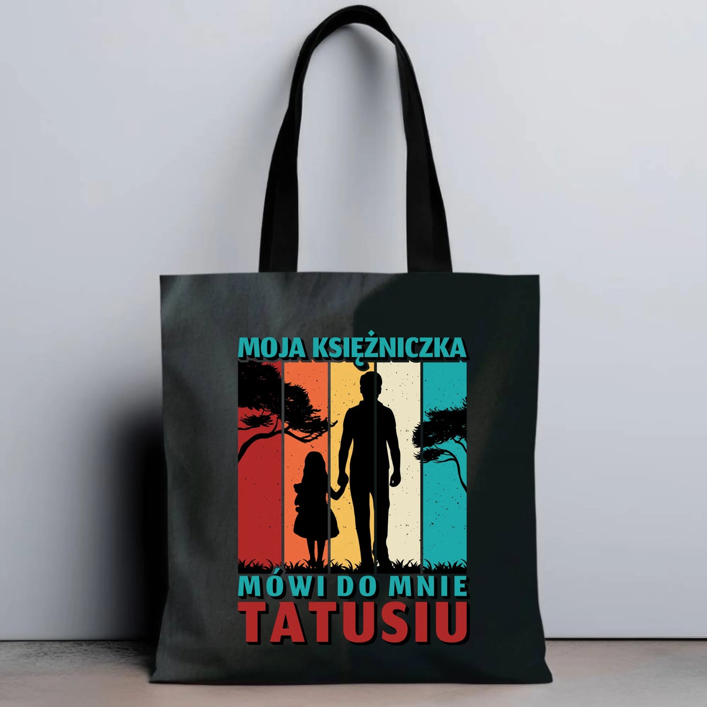 Personalizowana eco torba z nadrukiem dla taty - czarna - prezent dla taty, Dzień Ojca, Święta, Urodziny
